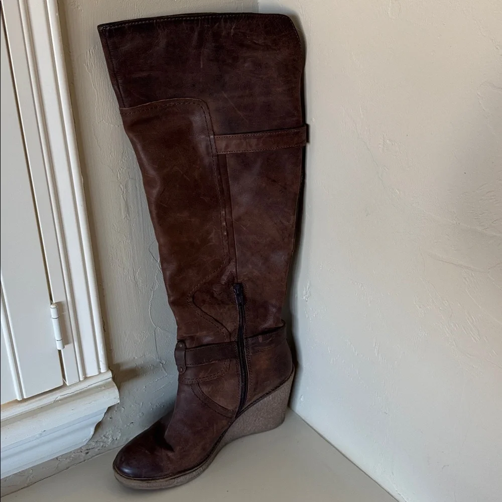 ALDO Brown Wedge Knee-High Boots